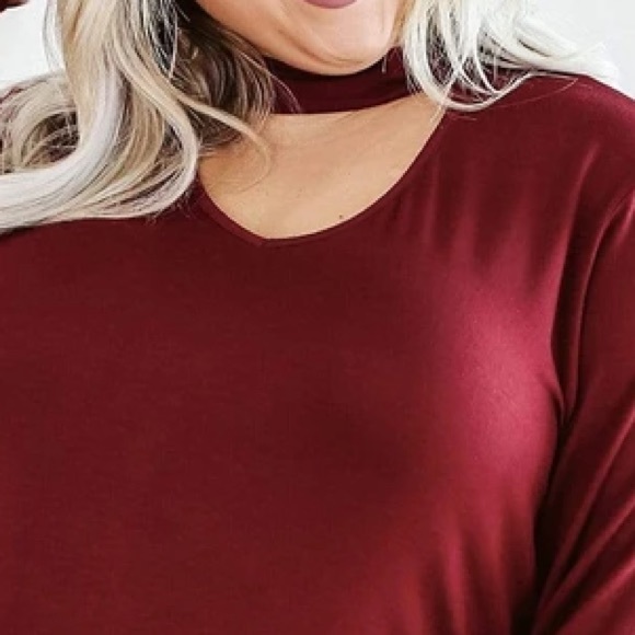 GLITZY GIRLZ BOUTIQUE Way Too Long Burgundy Top - Picture 2 of 5